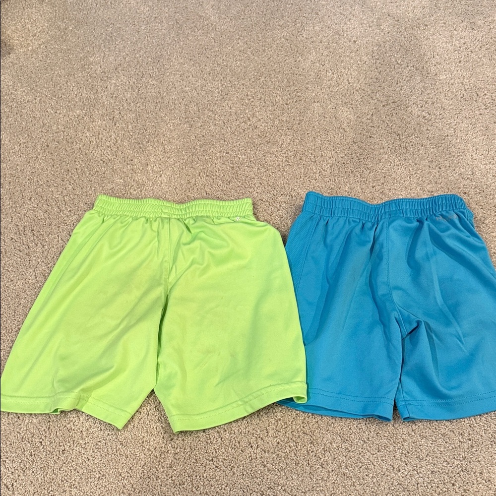 Nike Dri Fit Kids Neon Green and Sky Blue Shorts,size 7 - Picture 4 of 4